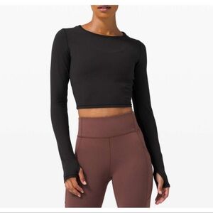 Lululemon Wunder Train Cropped Long Sleeve in Black